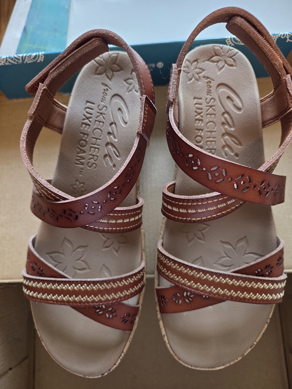 Skechers Cali Women's Cognac Brown Strappy Luxe Foam Sandals
